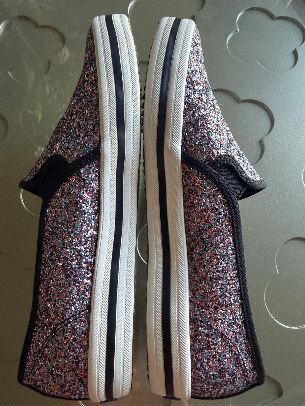 KEDS x KATE SPADE Double Decker Multicolor Glitter Slip On Sneakers Size 9 Women - Picture 12 of 15